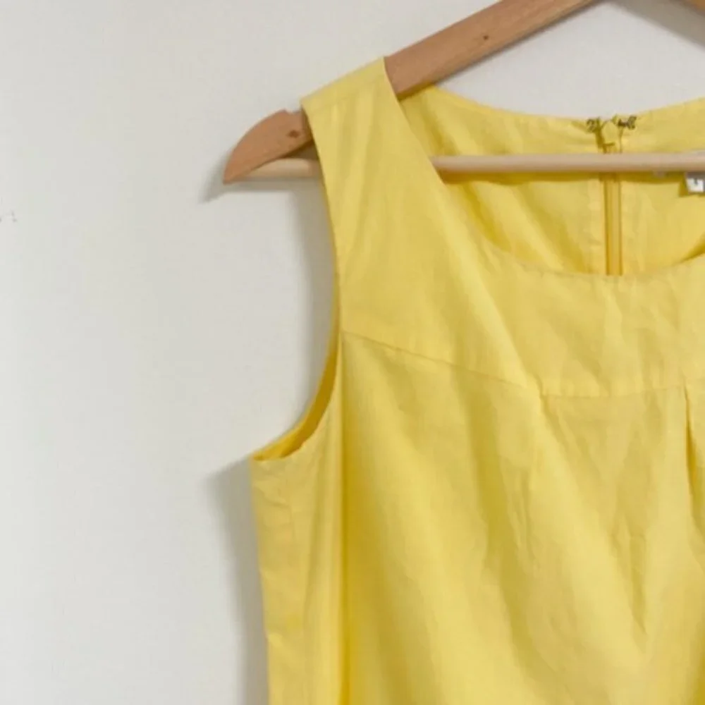 Vince yellow 100% cotton sleeve less straight cut dress